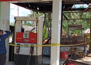 SPBU Angata Terbakar, Tim Puslabfor Polri Cabang Makassar Olah TKP