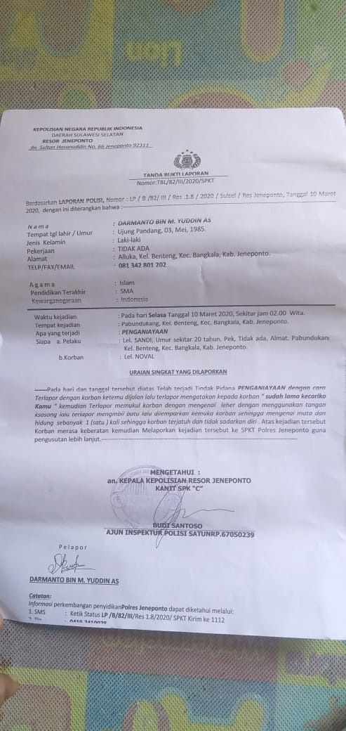 Noval (31) korban penganiayaan yang terjadi pada Selasa