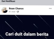 Status Facebook Iksan Chanox Diduga Lecehkan Profesi Wartawan