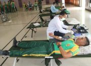 Dukung Ketersediaan Stok PMI, Yonif R 514 Gelar Donor Darah