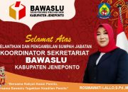 Bawaslu Provinsi Lantik Koordinator Sekretariat Bawaslu Jeneponto