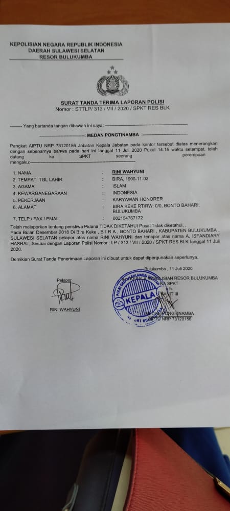 Telantarkan Istri dan Anaknya demi wanita lain, Pelaut di Bulukumba Dilaporkan Istrinya