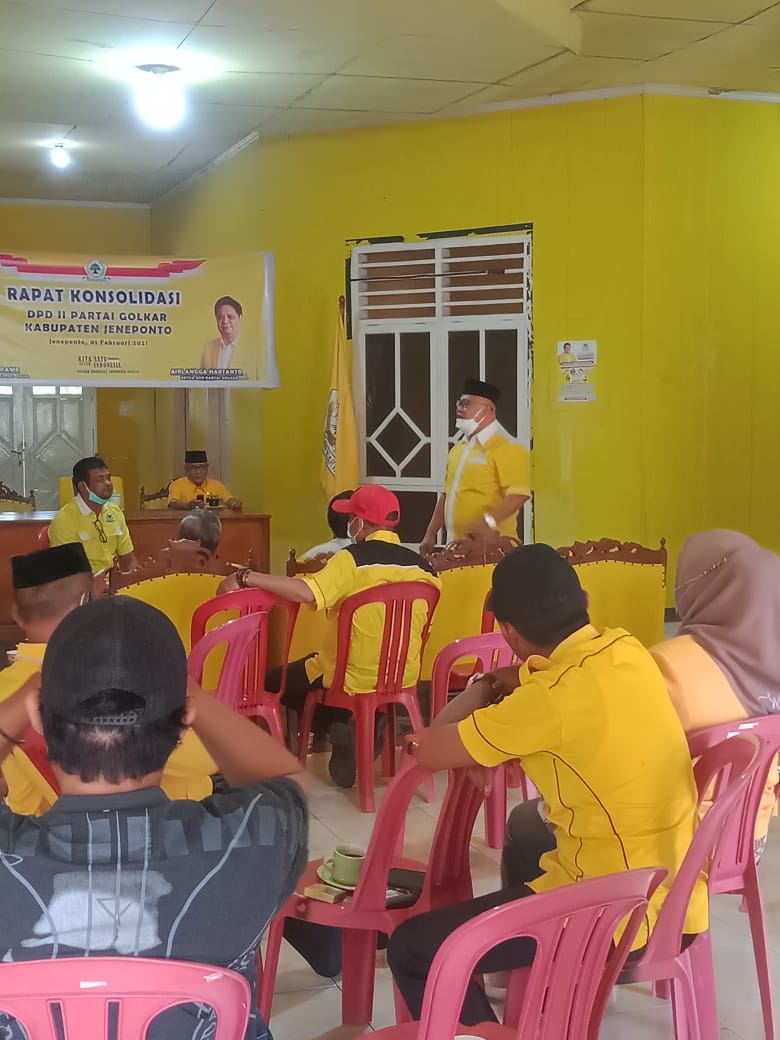 Rapat Konsolidasi,  PLT Ketua DPD II Golkar Jeneponto : Kader Golkar Harus Punya Jiwa Militansi