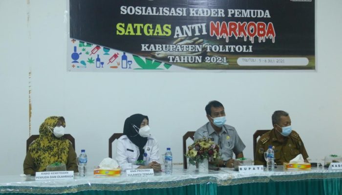 Buka Sosialisasi Kader Pemuda Satgas Anti Narkoba, Bupati Tolitoli: Berikan hukuman Seberat-beratnya Kepada Penjahat Narkoba