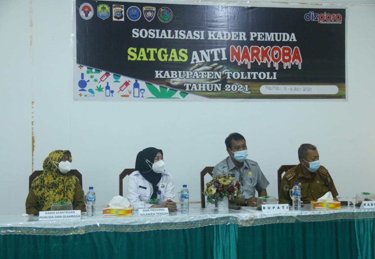 Buka Sosialisasi Kader Pemuda Satgas Anti Narkoba, Bupati Tolitoli: Berikan hukuman Seberat-beratnya Kepada Penjahat Narkoba