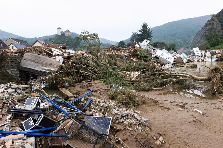 Pemandangan umum Altenburg setelah hujan deras di wilayah tersebut, Jerman, 17 Juli. REUTERS/Wolfgang Rattay