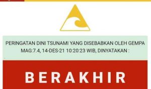BMKG Infokan Peringatan Dini Tsunami “Berakhir”