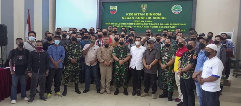 Tingkatkan Sinergitas Bersama Komponen Masyarakat, Kodim 0316/Batam Menggelar Binkom Cegah Konflik Sosial 2022