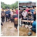 Wakil Bupati Agam, Dalam Kondisi Gerimis Peletakan Batu Pertama Pembangunan Mushalla Ar – Rahman Jorong Batang Piarau Nagi Kampung Pinang.