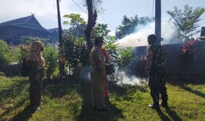 Cegah DBD, Babinsa Dampingi Petugas Kesehatan Lakukan Fogging