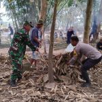 Budayakan Gotong Royong, Babinsa Dan Bhabinkamtibmas Ajak Warga Kerja Bakti Bersihkan Makam