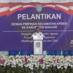 PELANTIKAN Pengurus DPK APDESI di Gedung Serbaguna Desa Indrasari Kabupaten Banjar