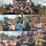 Wujud Kepedulian, Satgas Pamtas Yonif 725/Woroagi Berbagi Sembako Kepada Masyarakat Papua Selatan