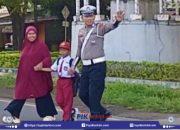 Satlantas Polres Takalar Kawal Keselamatan Anak Sekolah di Pagi Hari