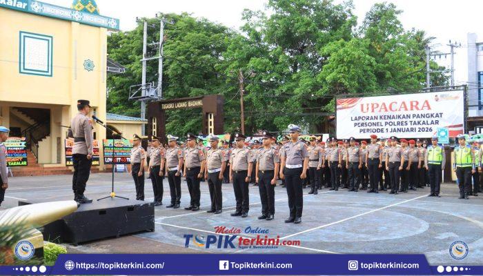 Polres Takalar Gelar Upacara Laporan Kenaikan Pangkat Periode 1 Januari 2026