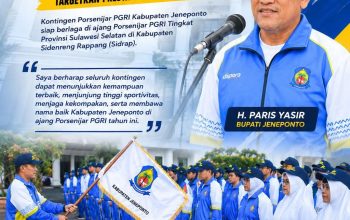 Lepas Kontingen Porsenijar PGRI 2026, Bupati Jeneponto: Targetkan Prestasi Dan Junjung Sportivitas