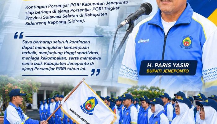 Lepas Kontingen Porsenijar PGRI 2026, Bupati Jeneponto: Targetkan Prestasi Dan Junjung Sportivitas