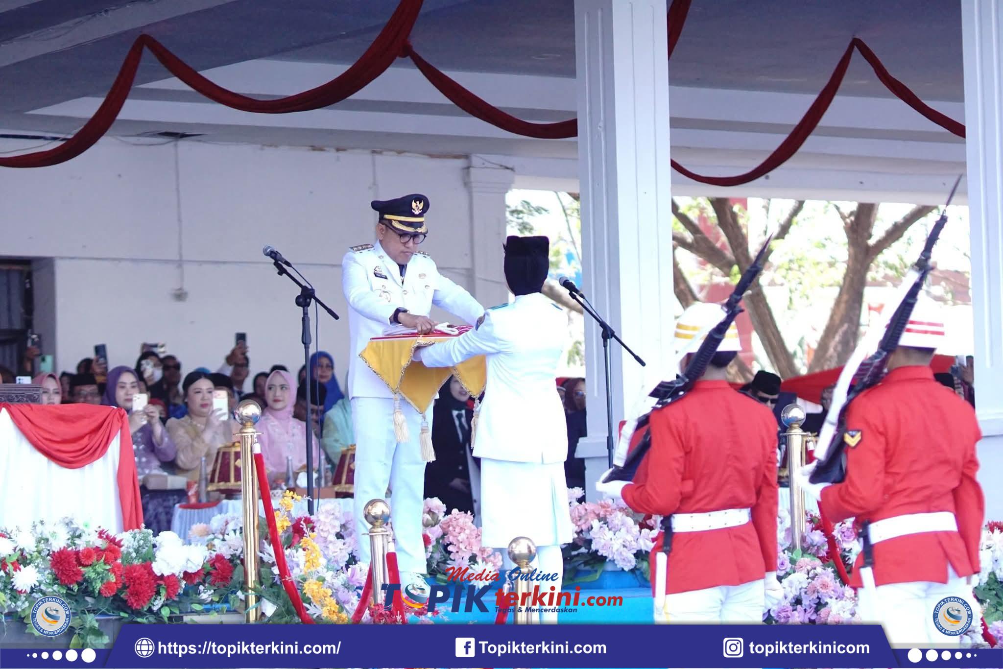 Pemkab Jeneponto Gelar Upacara HUT Kemerdekaan RI Ke-81 Di Lapangan Passamaturukan