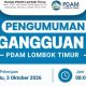 Gangguan Air PDAM Lotim, Perbaikan Kebocoran Pipa di Rembung Dimulai 3 Oktober